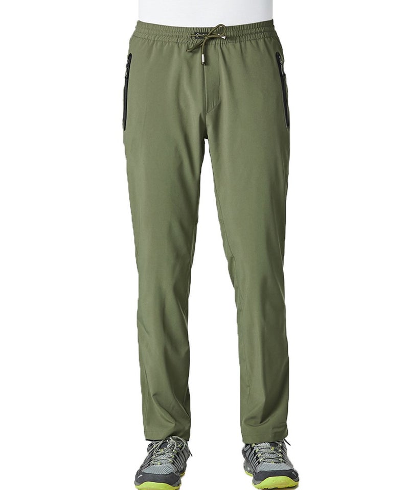 Gopune Men's Lightweight Hiking Travel Pants Breathable Athletic Workout Active Joggers Zipper Pockets (Army Green,M) - Image 1